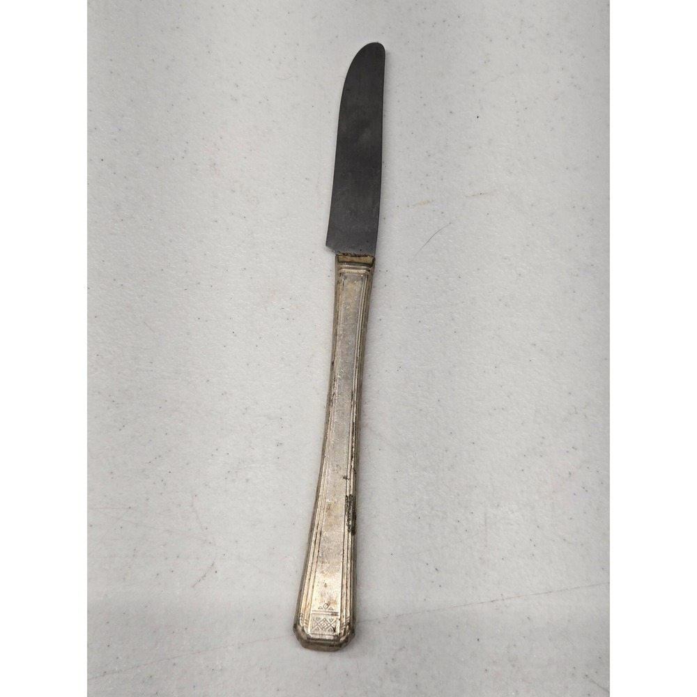 Simeon L & George H Rogers Co Art Deco Silver Plate Dinner Knife Stainless Blade